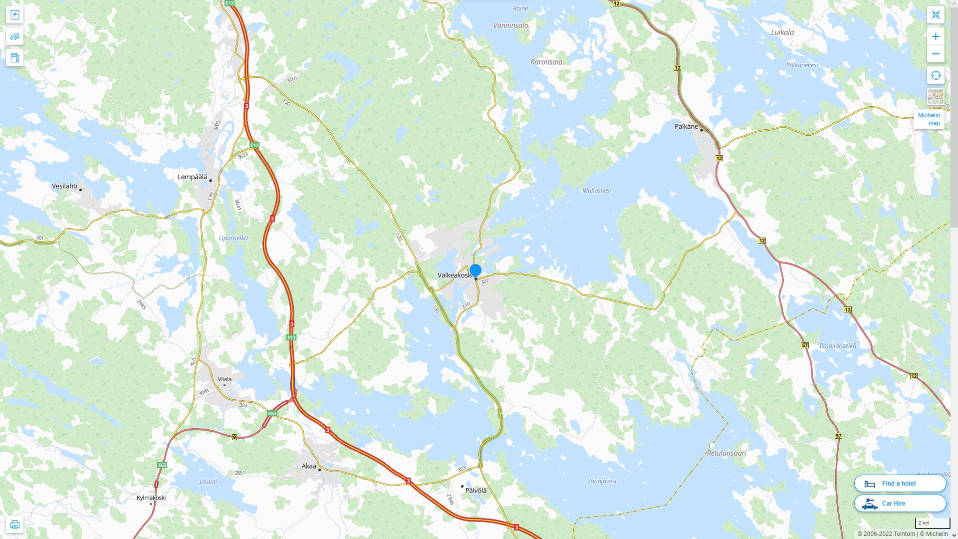 Valkeakoski Finlande Autoroute et carte routiere